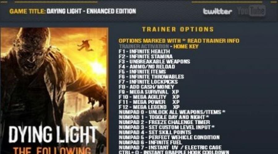 Dying Light The Following чит на бессмертие. файлы Скачать работающий трейнер для игры dying light